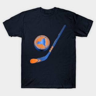 NHL - NY  Blue Orange Stick and Puck T-Shirt